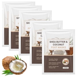 5 Artikel Fußmaske Fussmaske Hornhautentferner Socken Fussmaske Hornhautentfernung Hornhautsocken Ideal für Trockene, Rissige Füße Sanftes Peeling Kokosnussduft Unisex
