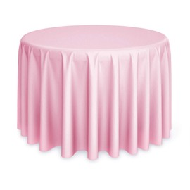 Lann's Linens - 132" Round Premium Tablecloth for Wedding/Banquet/Restaurant - Polyester Fabric Table Cloth - Pink
