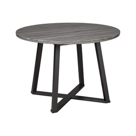 Signature Design by Ashley Centiar Mid Century Round Dining Room Table with Metal Legs, Gray & Black