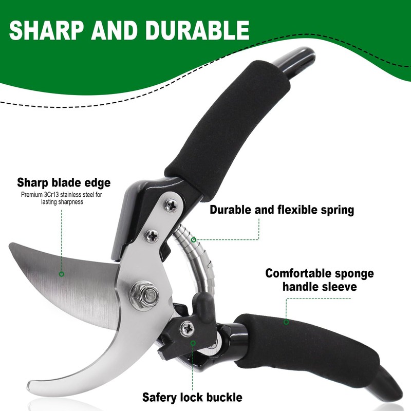 BSRTTOOL Bypass Pruning Shears Garden Clippers, Gardening Scissors with Sharp,