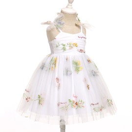 ABEWIP Toddler Baby Girls Tutu Dress Summer Sleeveless Backless Princess Birthday Party Dresses Sequins Bowknot Ruffle Tulle Sundress White 3-4Y