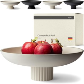 KIVY Concrete Fruit Bowl for Kitchen Counter - Large Decorative Bowl for Home Decor - Modern Key Bowl for Entryway Table - Pedestal Bowl - Decorative Bowls for Home Decor - White Fruit Bowl Decor