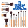 Set 11 Brochas Maquillaje Orgánicas Ecológicas Profesional Alta Calidad Color