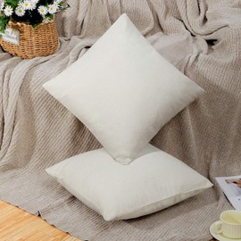 Throw Pillow Covers, Couch Pillow Covers 18x18 White Pillow Cases Set of 2 Chenille Pillow Covers Pillow Protectors with Zipper Standard Size Spring Decorations for Home Sofa Living Room Farmhouse