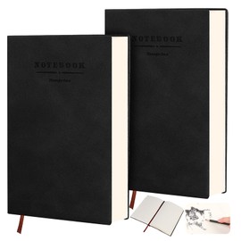 LANRUTU 2pzs Libreta Hojas Blancas,A5 Sketchbook,Cuadernos Profesionales Engrosado,Cuaderno con Páinas Giratorias de 360° y Marcapáginas,con Funda Impermeable de Cuero Suave, (180hojas/360 Páginas)