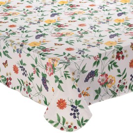 Lintex Enchanted Garden Flannel Backed Vinyl Tablecloth Indoor Outdoor 70-Inch Round