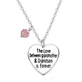 Hgreiwgk Grandmother Grandson Necklace: Mother's Day, Christmas, Birthday Gifts for Grandma from Grandson - Stainless Steel, Unisex, Necklace