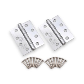 Infinity Decor 4 Inch (100mm) CE11 Fire Rated Ball Bearing Butt Hinges Pair – Steel Door Hinges for Internal External Wooden Doors (Polished Chrome)