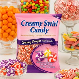 Creamy Swirled Hard Candy – Strawberry Peach & Blackberry Flavors with Rich Cream – Individually Wrapped, Gourmet Sweets – Office, Travel, Gift Basket, Birthday (3 Bag Pack (4.5 oz Each), Original)