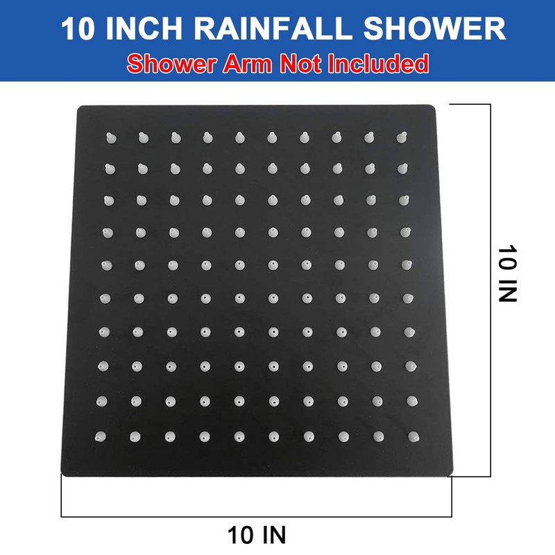 NearMoon Rain Shower Head, High Flow Stainless Steel Square Rainfall