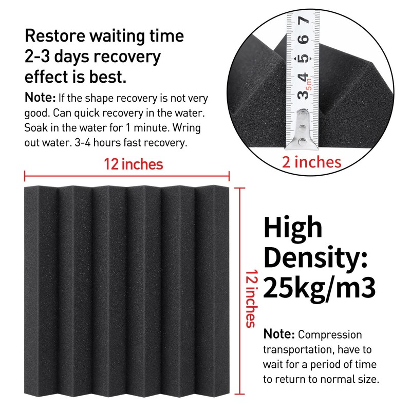 Focusound 24 Packs Acoustic Foam Panels 2" X 12" X