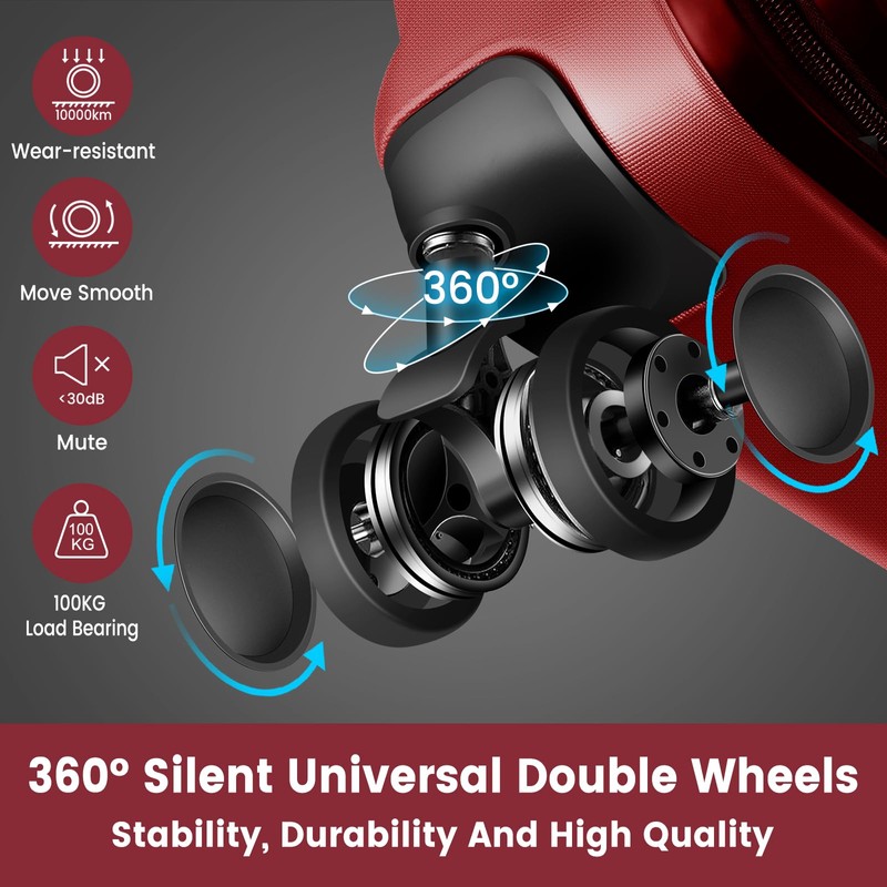 Axidou Luggage Sets with Spinner Wheels (20/24/28 Inch), PC+ABS Suitcase