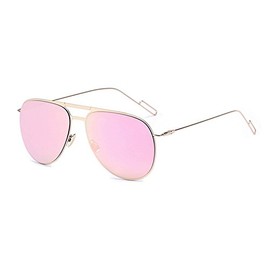 Aviator Women Men Fashion Designer Sunglasses Metal Frame Colored Lens OWL (Gold_Rose, PC Lens)