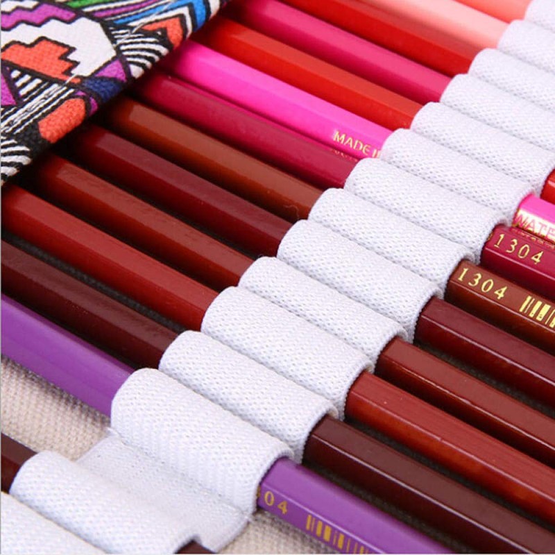 Roll-Up Canvas Pencil Wrap, Colouring Pencil Roll Bag Holder Storage