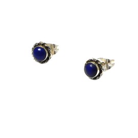 Lapis Lazuli and Sterling Silver Stud Earrings - 5mm - (LLST0303162), Sterling Silver, Lapis Lazuli