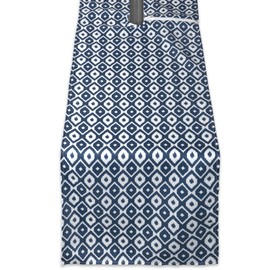 DII Ikat Outdoor Tabletop Collection Water Resistant, All Weather, Table Runner, 14x108 w/Zipper, Blue