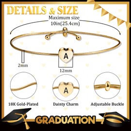 VGROSIA Graduation Gifts For Her 18k Gold Initial Bracelets For Women Snake Chain Bracelet Friendship Gift For Sister Teacher E