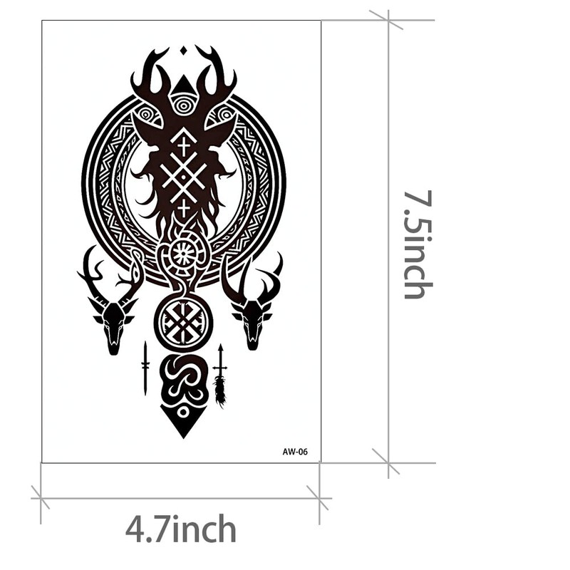 AWLEE Temporary Tattoos Waterproof Viking Tribal Totem - Long Lasting