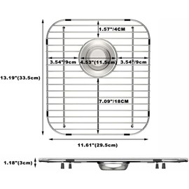 Slideep Sink Bottom Grid for Kitchen, Stainless Steel Sink Protector Metal Sink Grate with Rear Hole, 13"L x 11.6"W