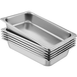Vevor Hotel Pans Full Size 4-Inch Deep, Steam Table Pan 6 Pack, 22 Gauge/0.8mm Thick Stainless Steel Anti Jam Steam Table Pan : Industrial & Scientific
