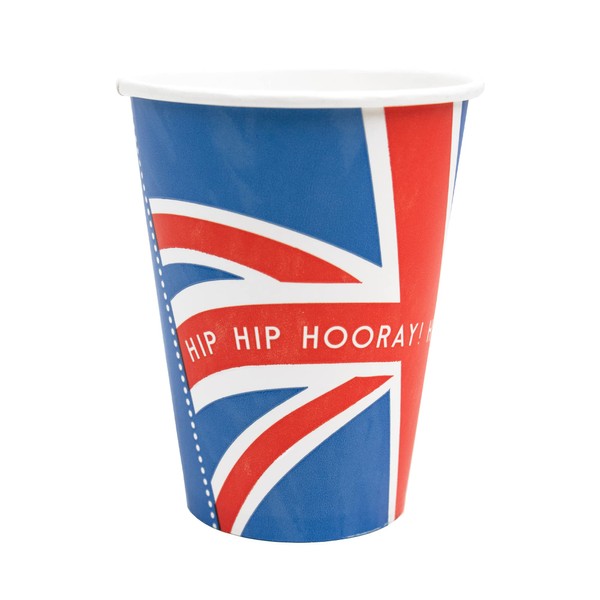 Talking Tables Disposable Jubilee Paper Cups for Cold Drinks | British Union Jack Flag Design | 2022 Jubilee Party Table Decorations Supplies Red White Blue 100% Recyclable | 12oz | Pack of 8