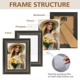 Golden State Art, 5x7 Vintage Mix Color Black Green Grey Picture Frame with Ornate Gold Trim Finish Photo Frames - Suitable for Tabletop Display and Wall Hanging Décor - 3 Set