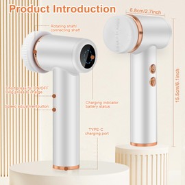 Electric Face Brush, IPX6 Waterproof Facial Cleansing Brush with 4 Brush Heads and 5 Level Adjustment, Suitable for All Skin Types, Removes Pore-Clogging Dirt and Peeling