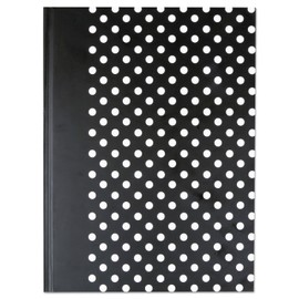 Universal 66350 Casebound Hardcover Notebook, 10 1/4 x 7 5/8, Black with White Dots