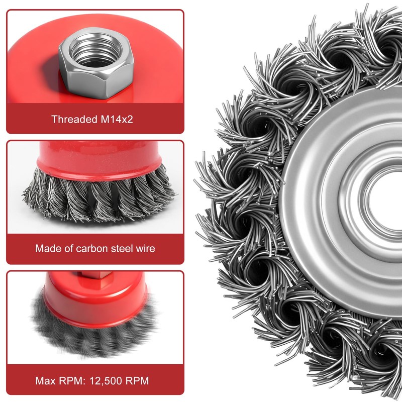 Aigreat 8PCS Wire Wheel Brush for Angle Grinder, Wire Wheels