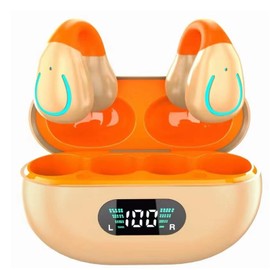 Haiseire AI Languages Translator Earbuds,Translation Earbuds Real Time,Open Ear Clip-on Translating Headphones,Audifonos Traductores Inglés español,Wireless Translation Earbuds,Orange Milk