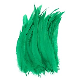 M METERXITY 50-Pack Natural Rooster Tail Feathers, 10-12 Inch / 25-30cm Long Rooster Tail Feathers for Crafting/Wedding/Dream Catcher/DIY Crafts Decorations [Grass Green]