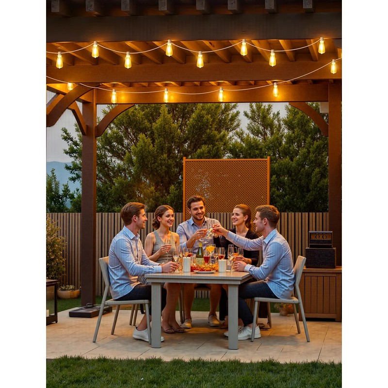 Larkvue 96FT(2x48FT) Solar Outdoor String Lights with Remote & Timer,