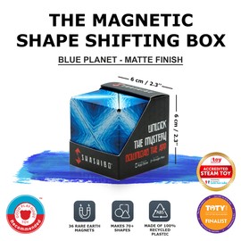 SHASHIBO Shape-Shifting Box - Innovative Award-Winning Fidget Cube with 36 Rare Earth Magnets - Transforms into 70+ Shapes, Includes Fun in Motion Toys Mobile App (Original Series - Blue Planet)