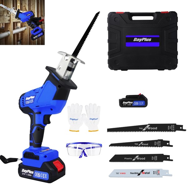 Cordless Reciprocating Saw, Speed 3000SPM, with Plastic Box, 1500 mAh