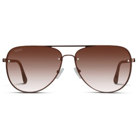 WearMe Pro Oversized Aviator Sunglasses with Rimless Gradient Lenses, Matte Brown / Brown Gradient Lens, One Size