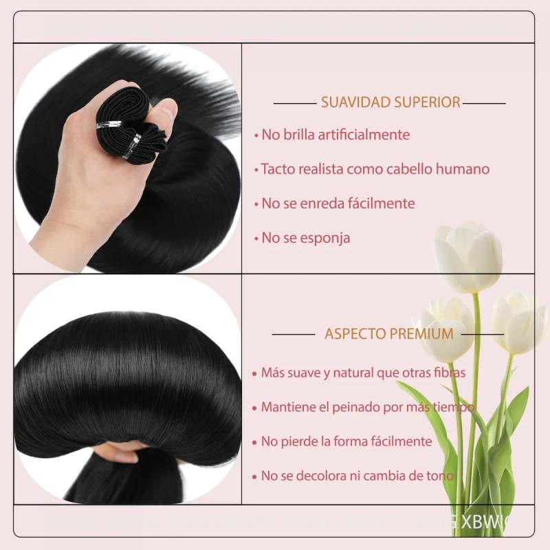 Extensiones Cabello Natural Fibra Cortina Negro 30 PLG 210g