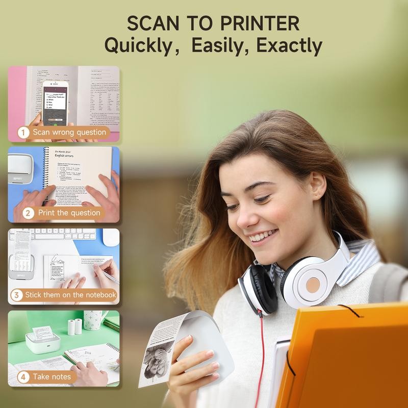 Mini Printer with 1 Roll of Stickers – Portable Bluetooth