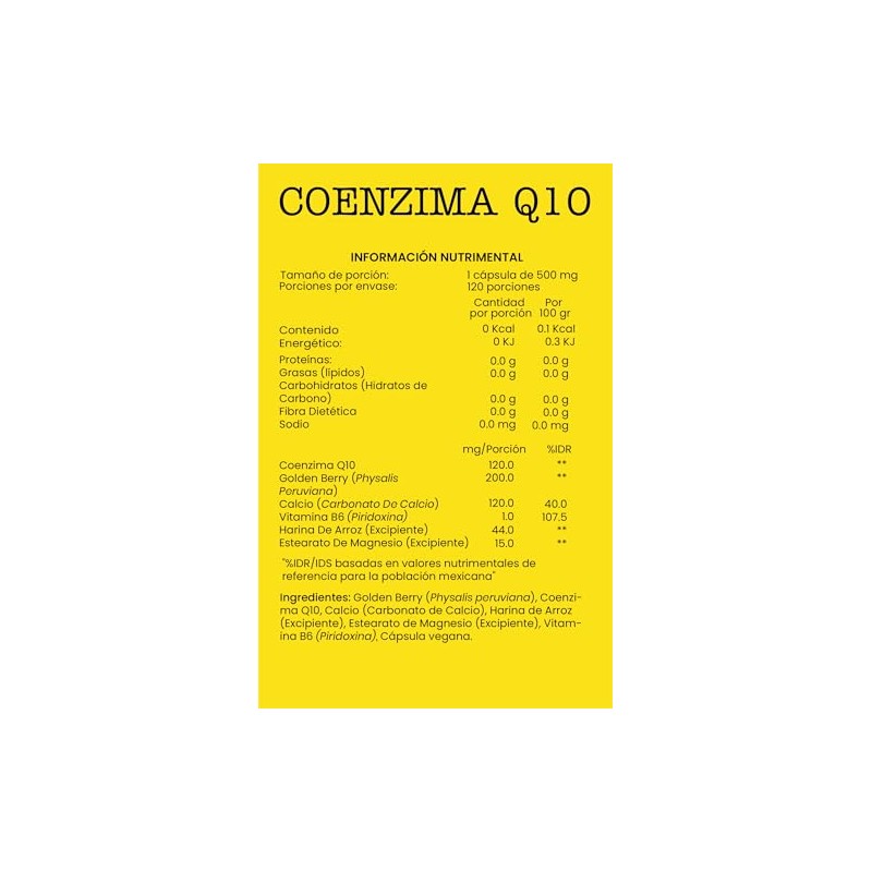 Coenzima Q10 de Joycare Juliana, Suplemento Alimenticio, 120 Cápsulas, 500