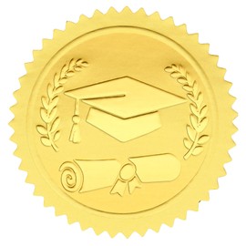 Anwyll Graduation Stickers,Gold Foil Embossed Graduation Hat Cap Stickers,300Pcs 1.5in Class of 2024 Stickers,Self-Adhesive Graduation Envelope Seals Stickers 2024 for Certificate Envelope Card Party