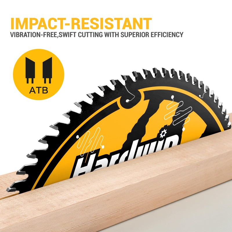 Hardwin 10-Inch 80-Tooth ATB Saw Blade, Carbide-Tipped 5/8 Arbor, Precision