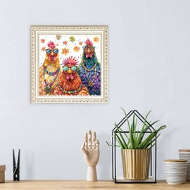 Eiflow DIY Chicken Diamond Art Kits for Adults, 5D Diamonds Painting Kits Rooster with Glasses Full Round Drill(13.8x13.8inch/35x35cm)