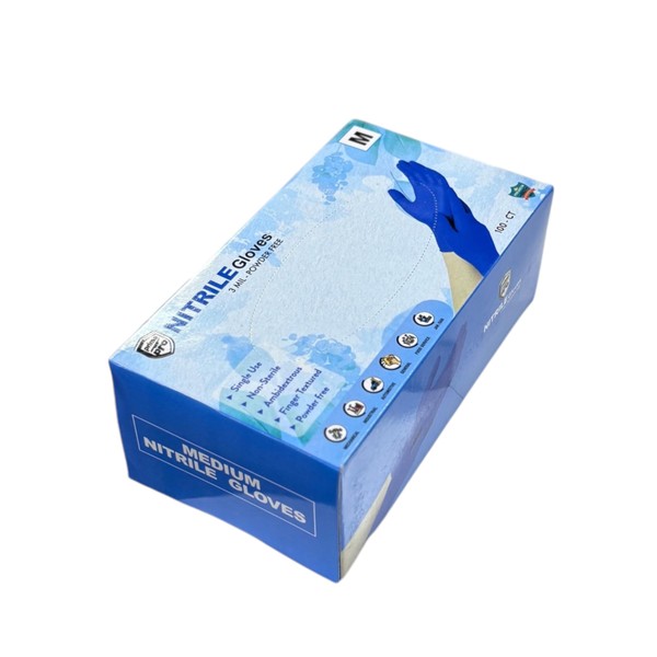 Nitrile Gloves 100 Ct 3Mil - Medium- Disposable, Powder-Free, Latex-Free
