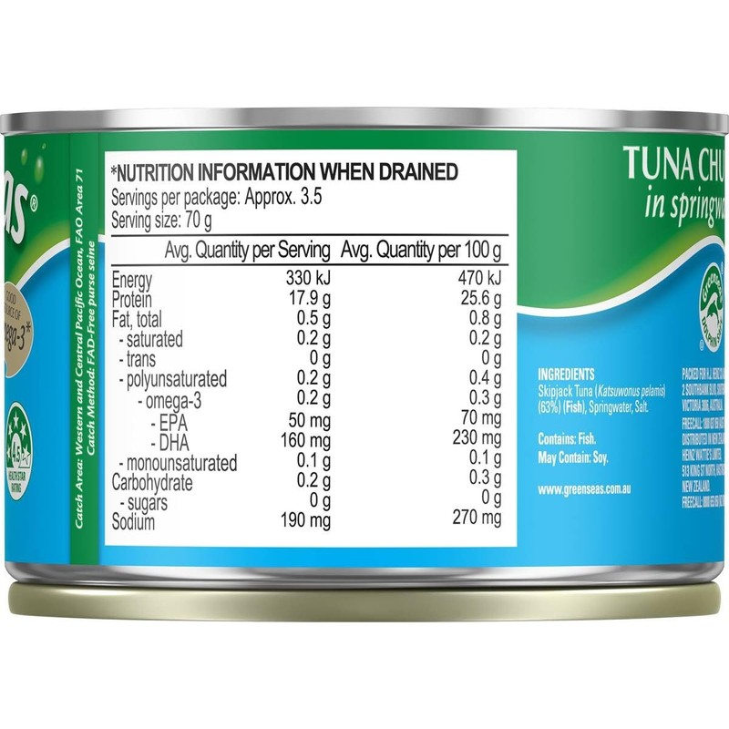 Greenseas Tuna Chunks in Springwater Canned Fish Canned Tuna 425g