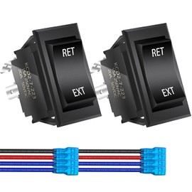 DaierTek Momentary RV Jack Rocker Switch 30 Amp 12V DC Reversing Polarity Power Toggle Switch Motor Reverse Control DPDT for 5th Wheel Tongue Trailer Stabilizer -2Pack