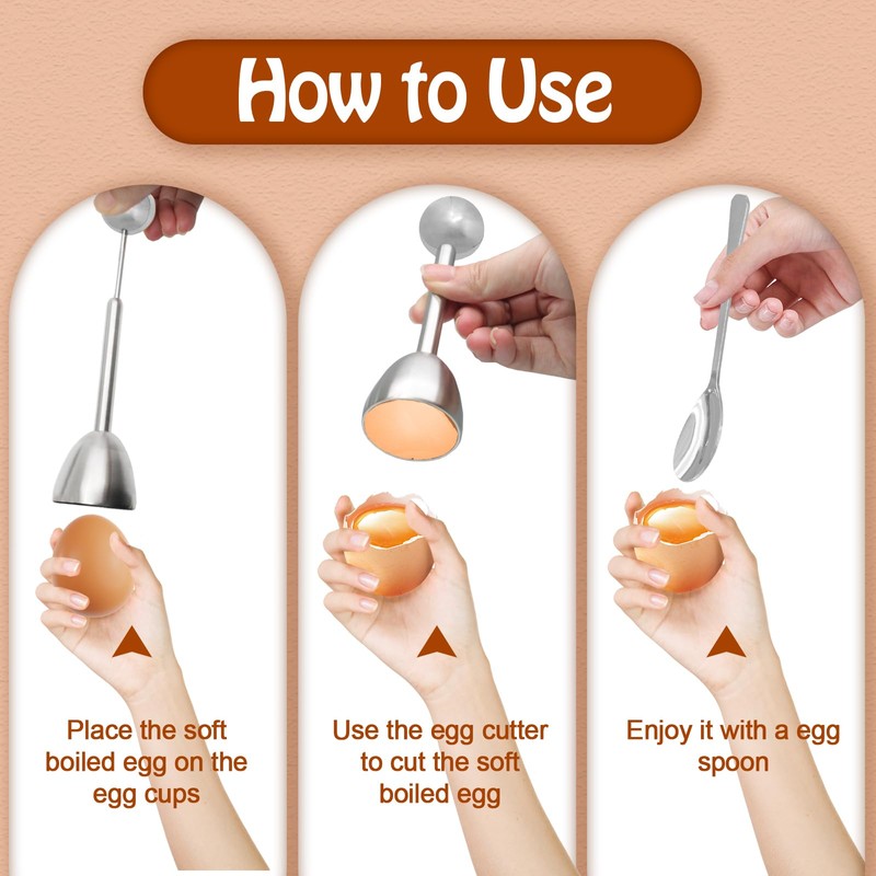 vibedor 9 Pack Egg Cracker Topper Set, 4 Stainless Steel