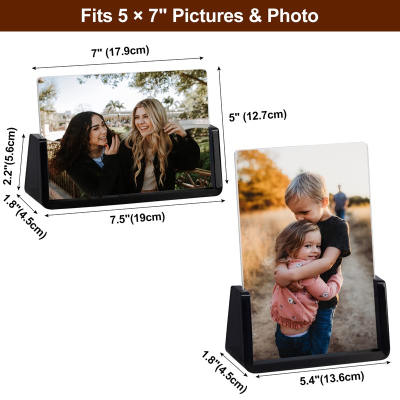 Boxalls 2 Pack Acrylic Picture Frames 5x7 with Translucent Black