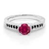 Gem Stone King 925 Sterling Silver Red Created Ruby and