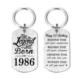 Yobent 39th Birthday Gifts for Men 1986, Happy 39th Birthday Keychain, 39 Year Old Birthday Gifts for Man Male, The Legend was Born in 1986