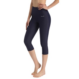 Ubestyle UPF 50+ High Rise Swim Pants for Women Swim Capris Legging Swim Tights Rash Guard Pants Sun Protective Navy