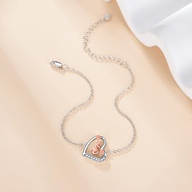 YFN Gymnastics Bracelet 925 Sterling Silver Rose Gold Gymnastics Bracelet Sports Jewellery Gifts for Women Gymnasts, Sterling Silver, No Gemstone